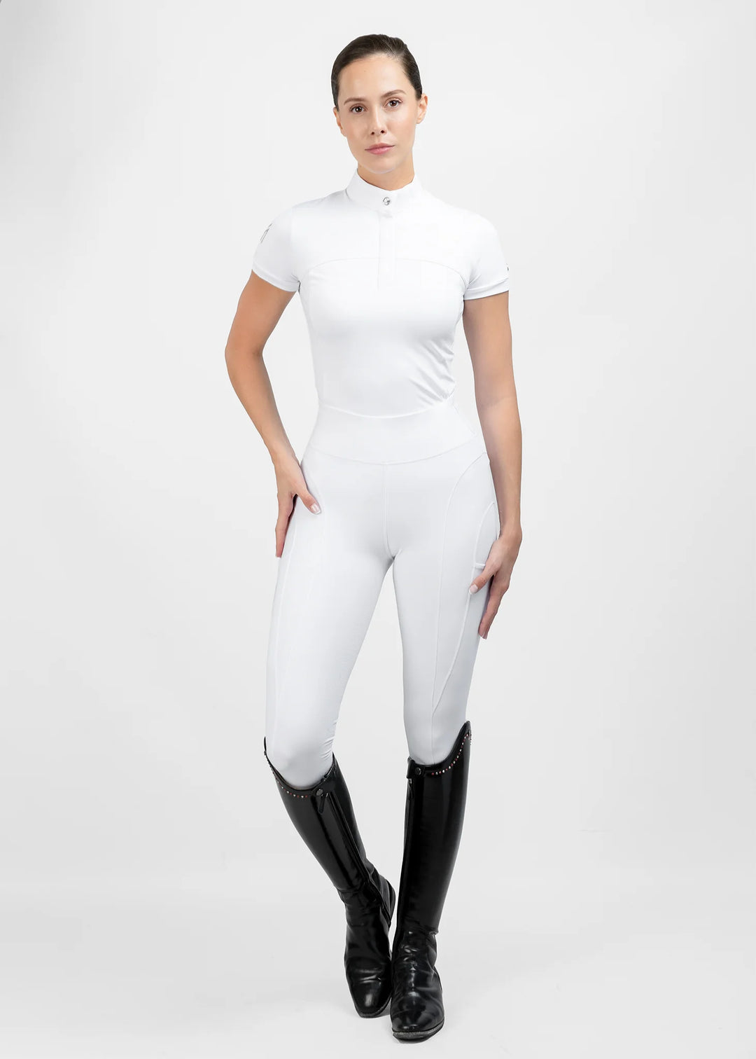 Maximilian Equestrian - Era kortärmad tävlingstopp WHITE