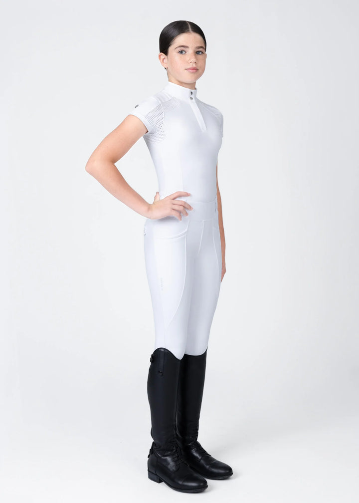 Maximilian Equestrian - YR Aveen Kortärmad Tävlingströja WHITE