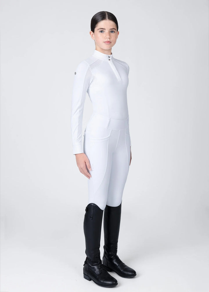 Maximilian Equestrian - YR Aveen Långärmad Tävlingströja WHITE