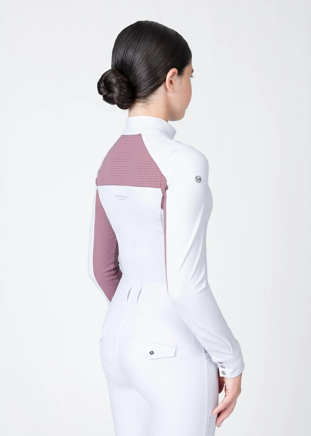 Maximilian Equestrian - YR Aveen Långärmad Tävlingströja WHITE/MAUVE