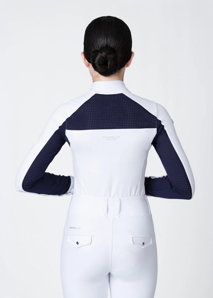 Maximilian Equestrian - YR Aveen Långärmad Tävlingströja WHITE/NAVY