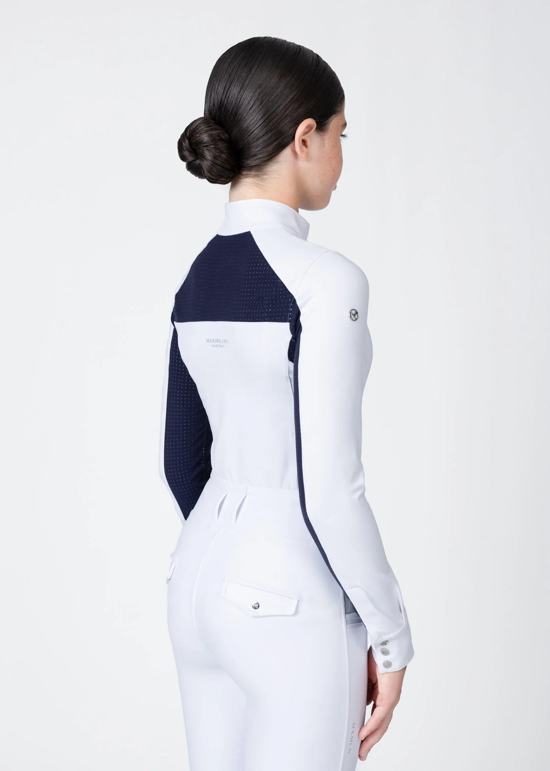 Maximilian Equestrian - YR Aveen Långärmad Tävlingströja WHITE/NAVY