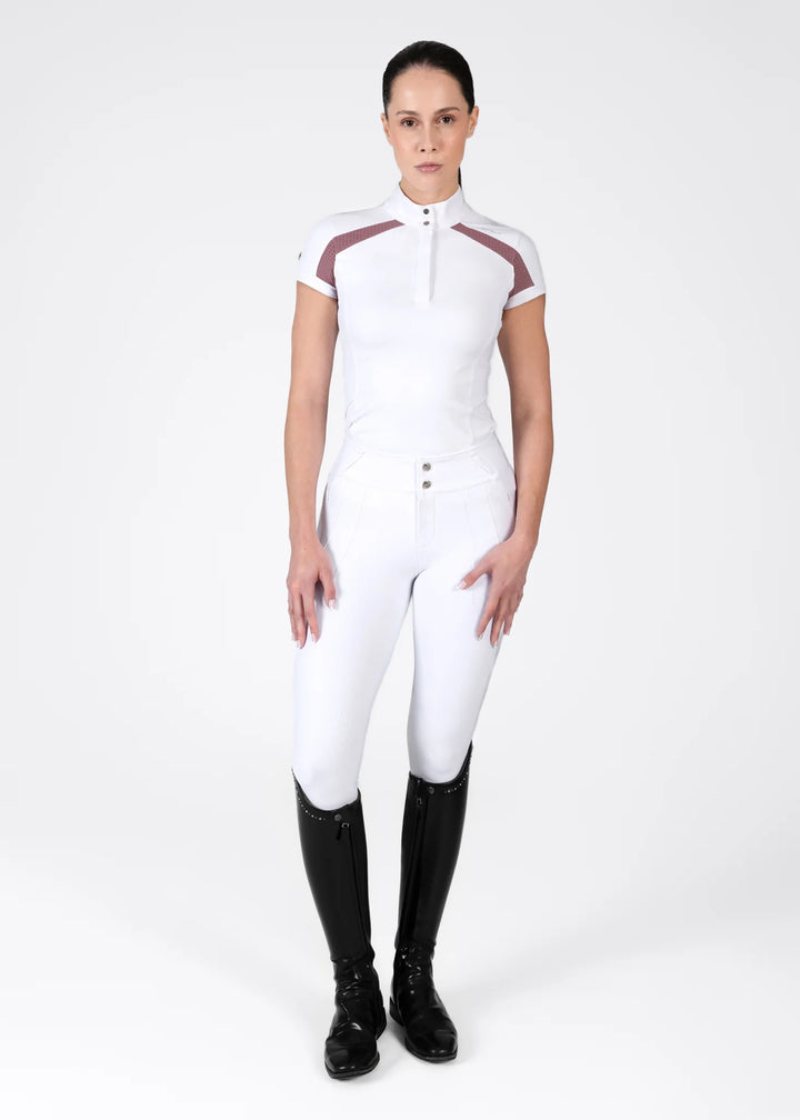 Maximilian Equestrian - Aveen kortärmad tävlingstopp WHITE/MAUVE