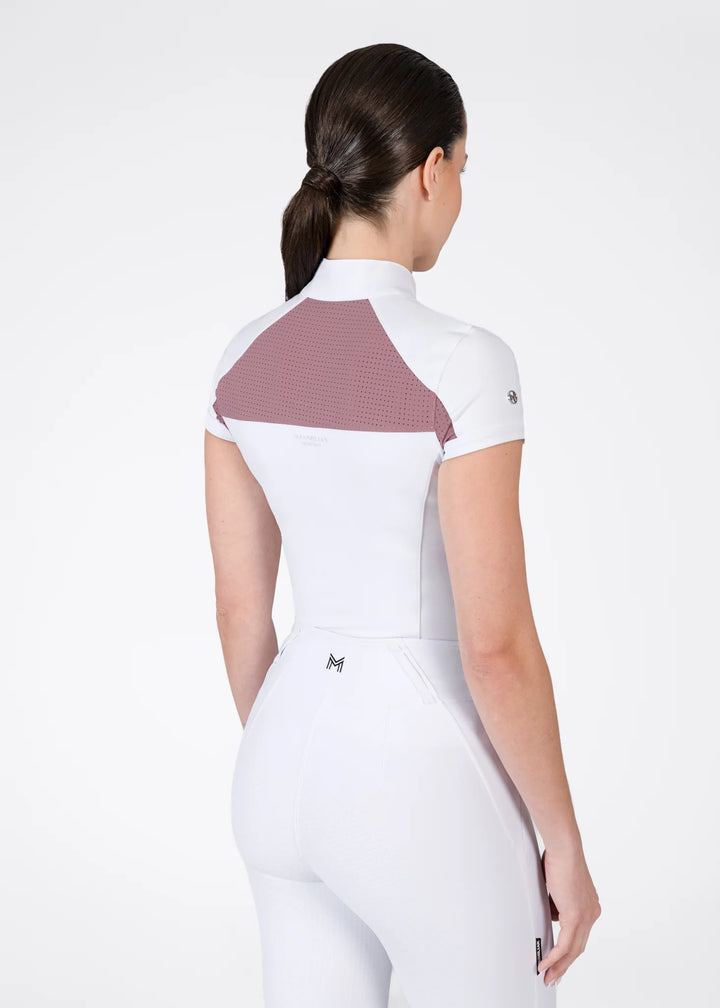 Maximilian Equestrian - Aveen kortärmad tävlingstopp WHITE/MAUVE