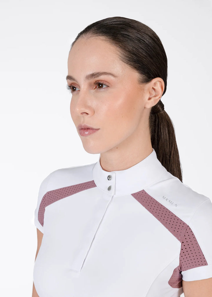 Maximilian Equestrian - Aveen kortärmad tävlingstopp WHITE/MAUVE