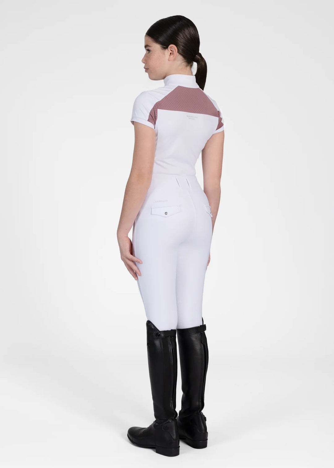 Maximilian Equestrian - YR Aveen Kortärmad Tävlingströja WHITE/MAUVE