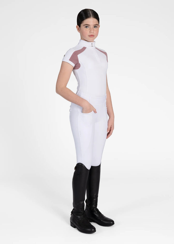 Maximilian Equestrian - YR Aveen Kortärmad Tävlingströja WHITE/MAUVE