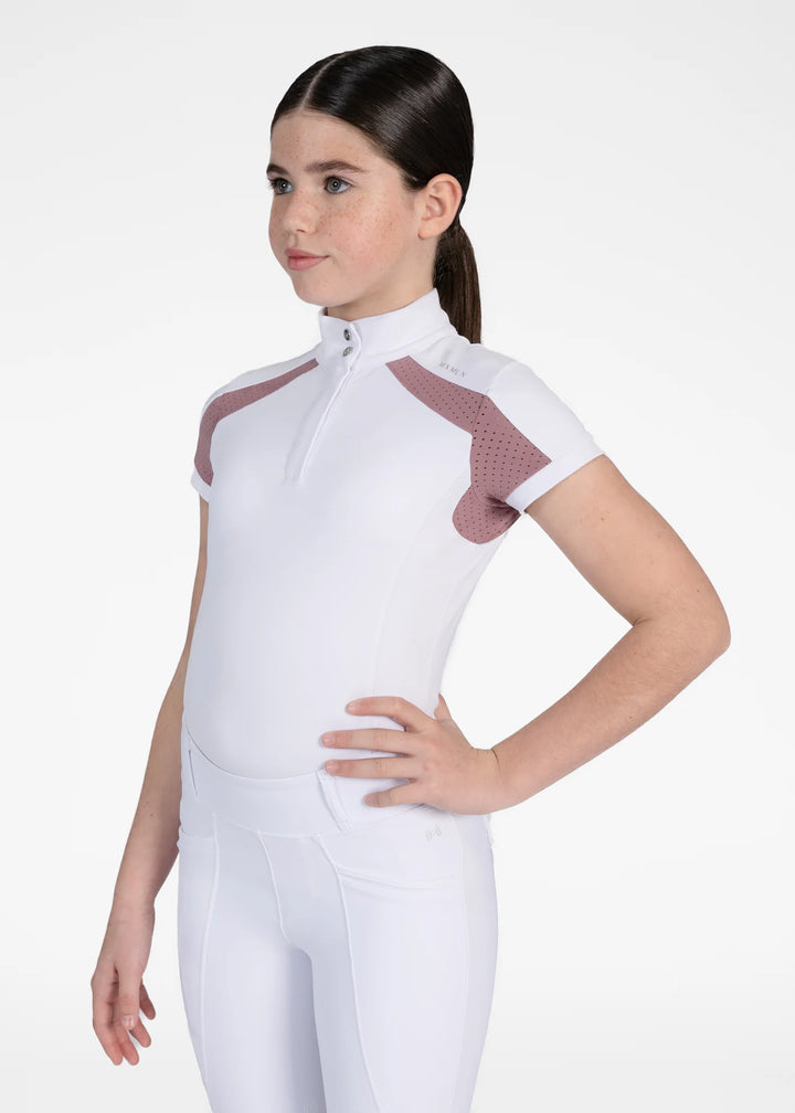 Maximilian Equestrian - YR Aveen Kortärmad Tävlingströja WHITE/MAUVE