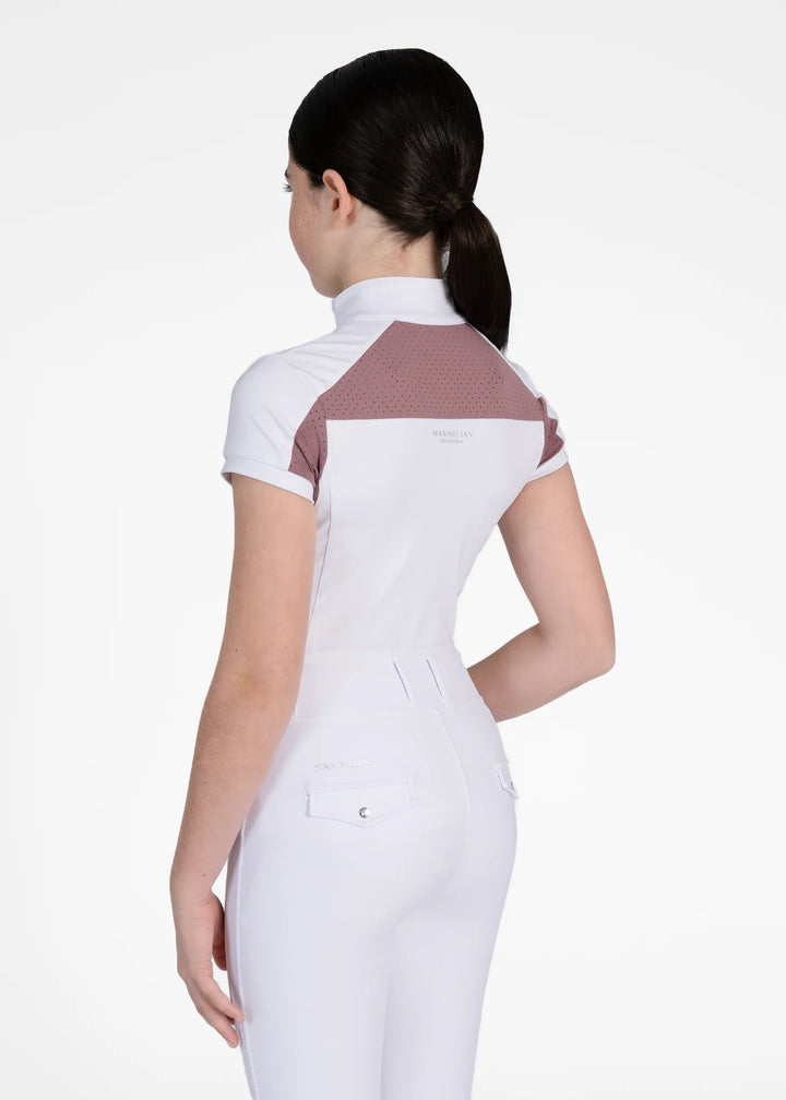 Maximilian Equestrian - YR Aveen Kortärmad Tävlingströja WHITE/MAUVE