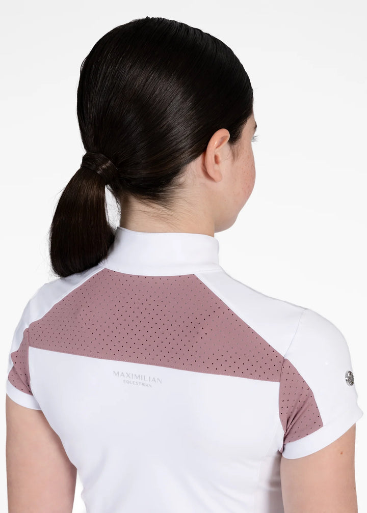 Maximilian Equestrian - YR Aveen Kortärmad Tävlingströja WHITE/MAUVE