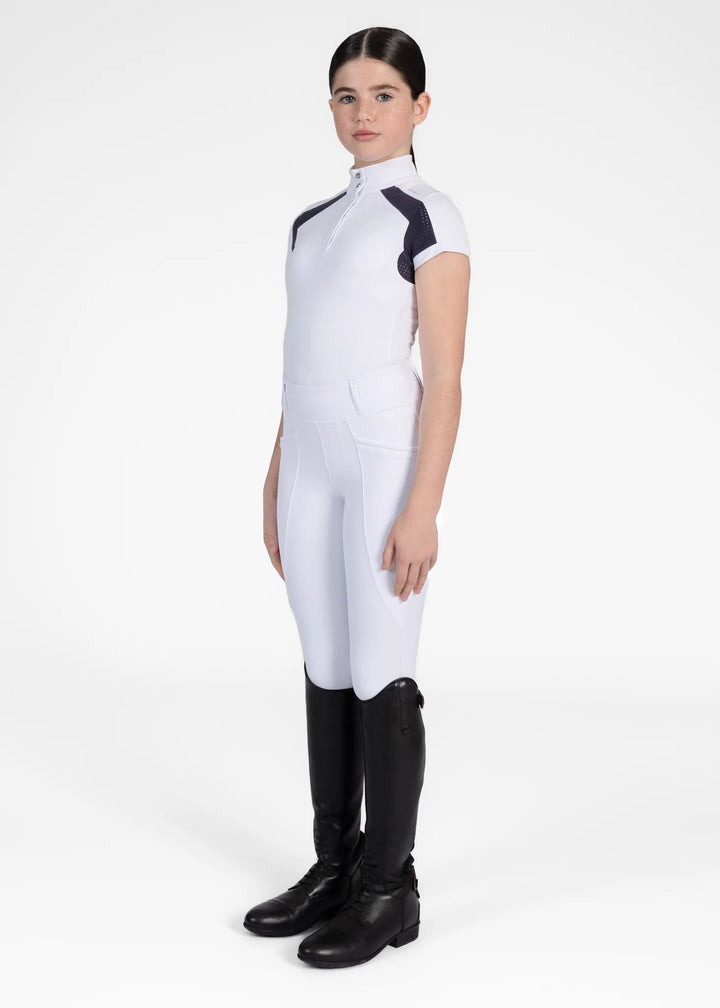 Maximilian Equestrian - YR Aveen Kortärmad Tävlingströja WHITE/NAVY