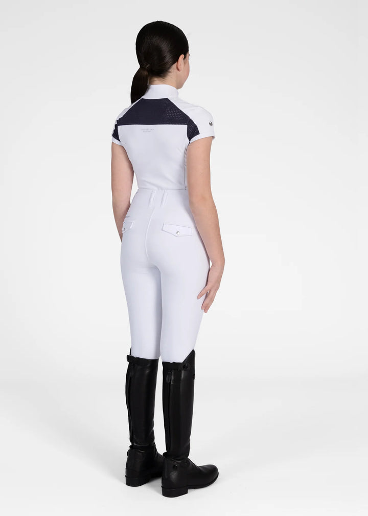Maximilian Equestrian - YR Aveen Kortärmad Tävlingströja WHITE/NAVY