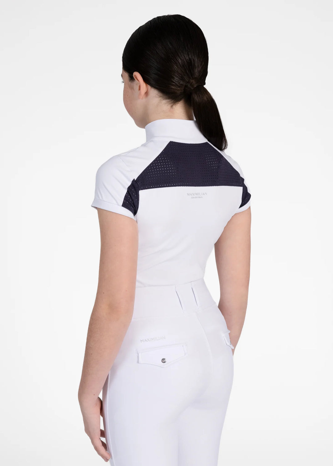 Maximilian Equestrian - YR Aveen Kortärmad Tävlingströja WHITE/NAVY
