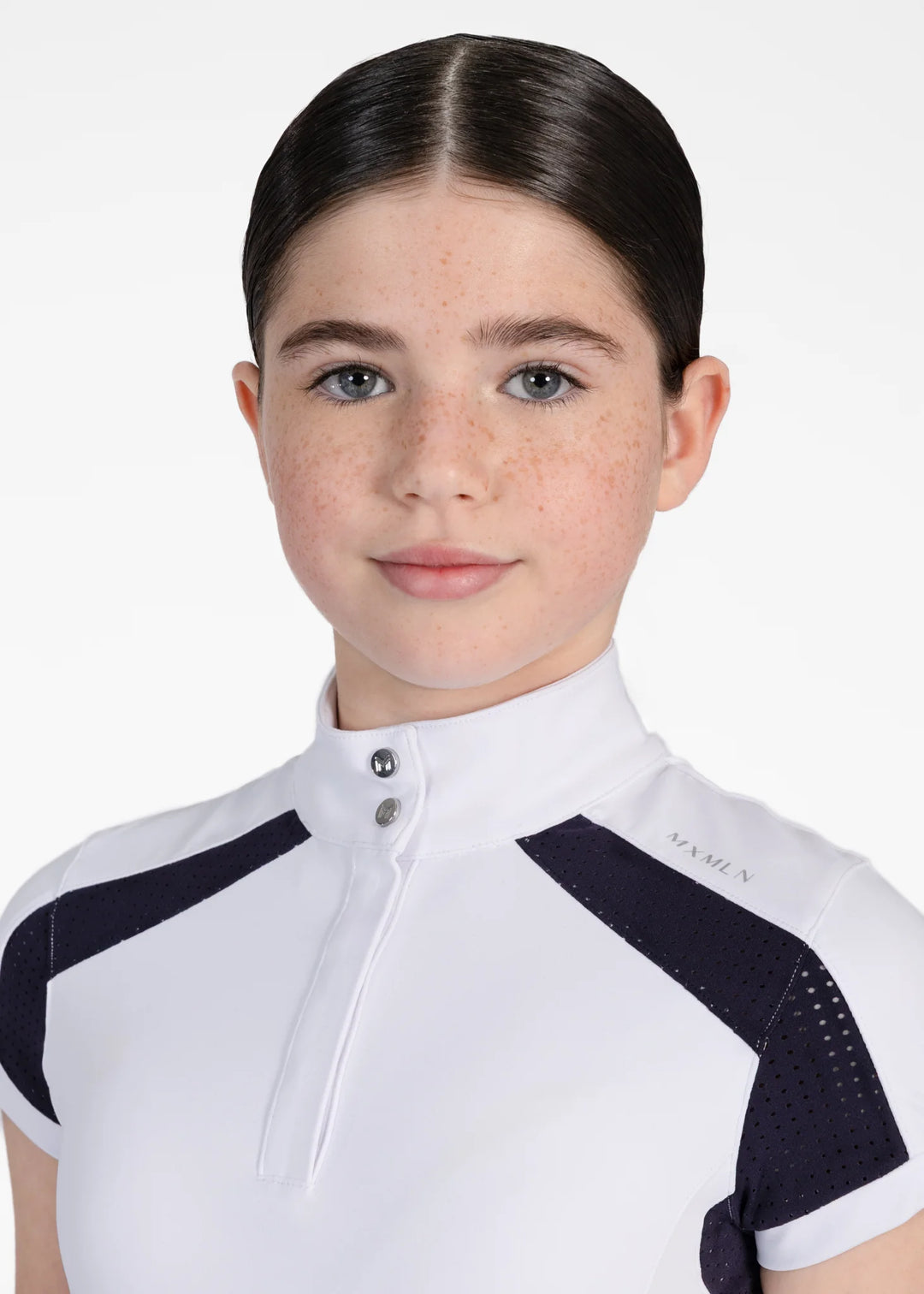 Maximilian Equestrian - YR Aveen Kortärmad Tävlingströja WHITE/NAVY