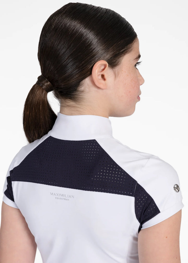Maximilian Equestrian - YR Aveen Kortärmad Tävlingströja WHITE/NAVY